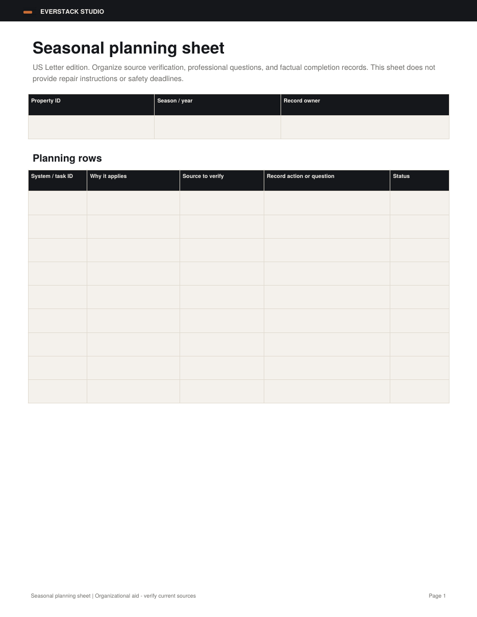 Home Maintenance & Records System — Starter