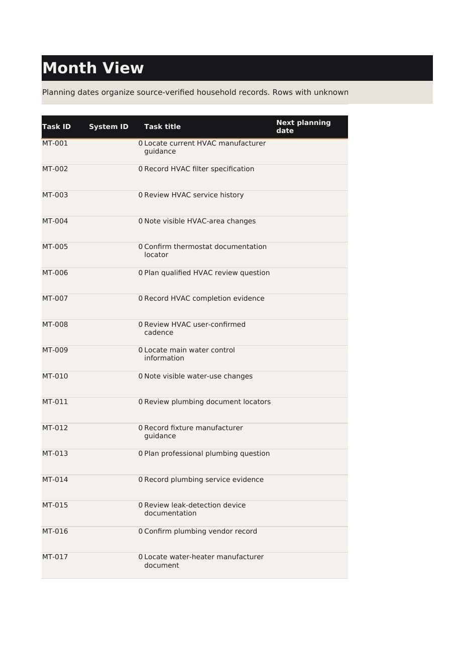 Home Maintenance & Records System — Starter