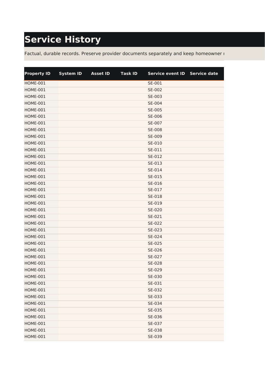 Home Maintenance & Records System — Starter