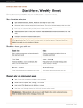 First page of the Weekly Reset System Start Here guide.